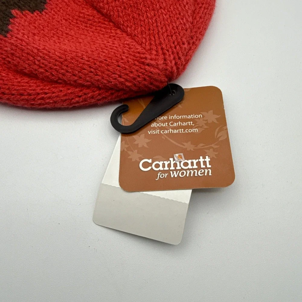 Carhartt Striped Beanie Womens One Size OS WA028 BRE Bright Rose Red NWT NOS Hat